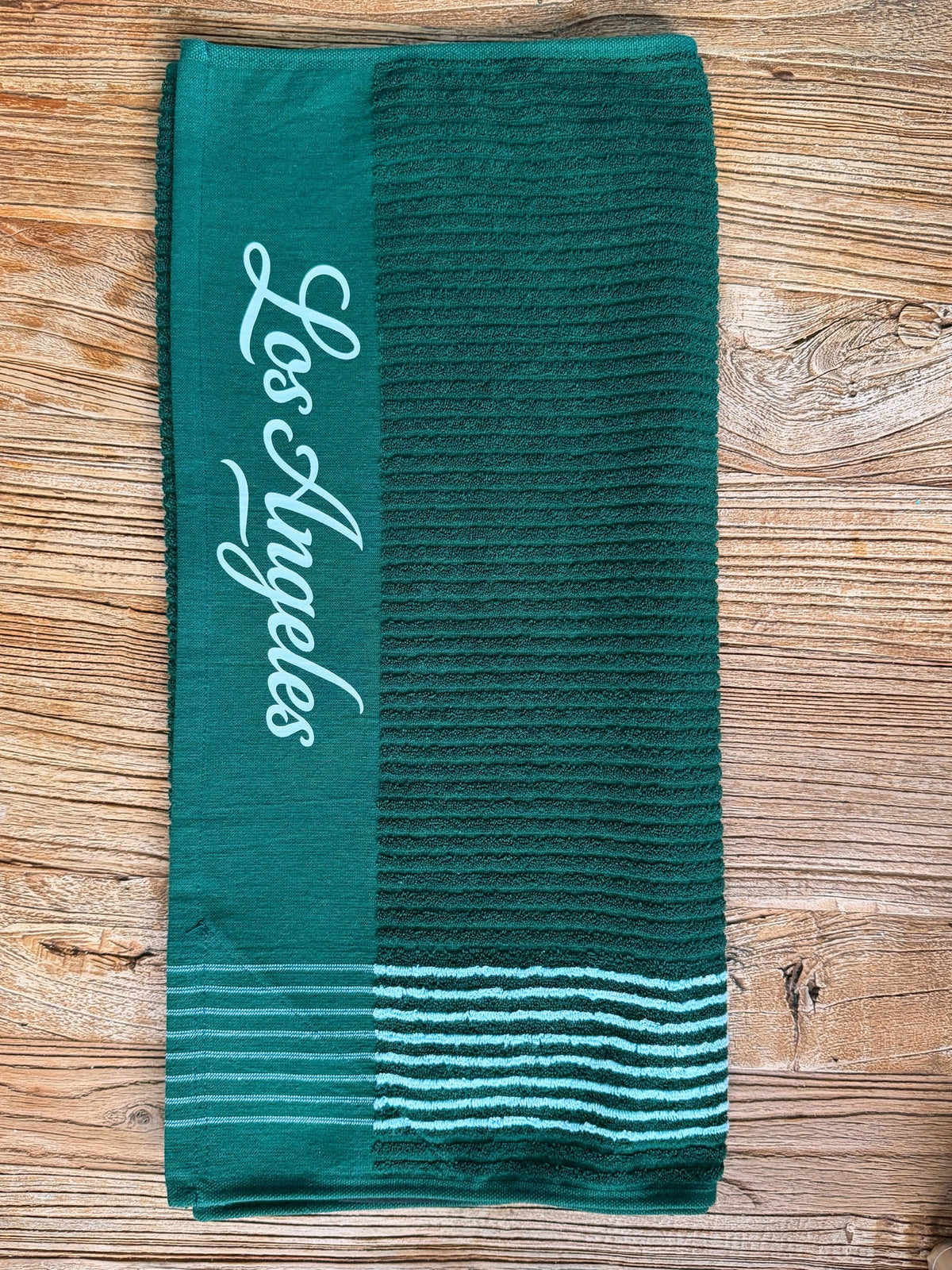 Club Crest Caddy Towel — Green/White Striped