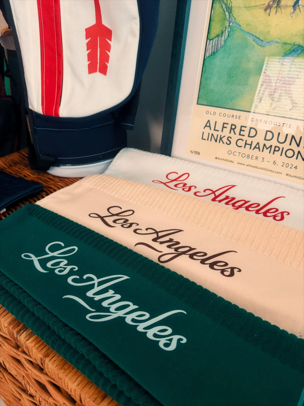 Club Crest Caddy Towel — White/Green Striped