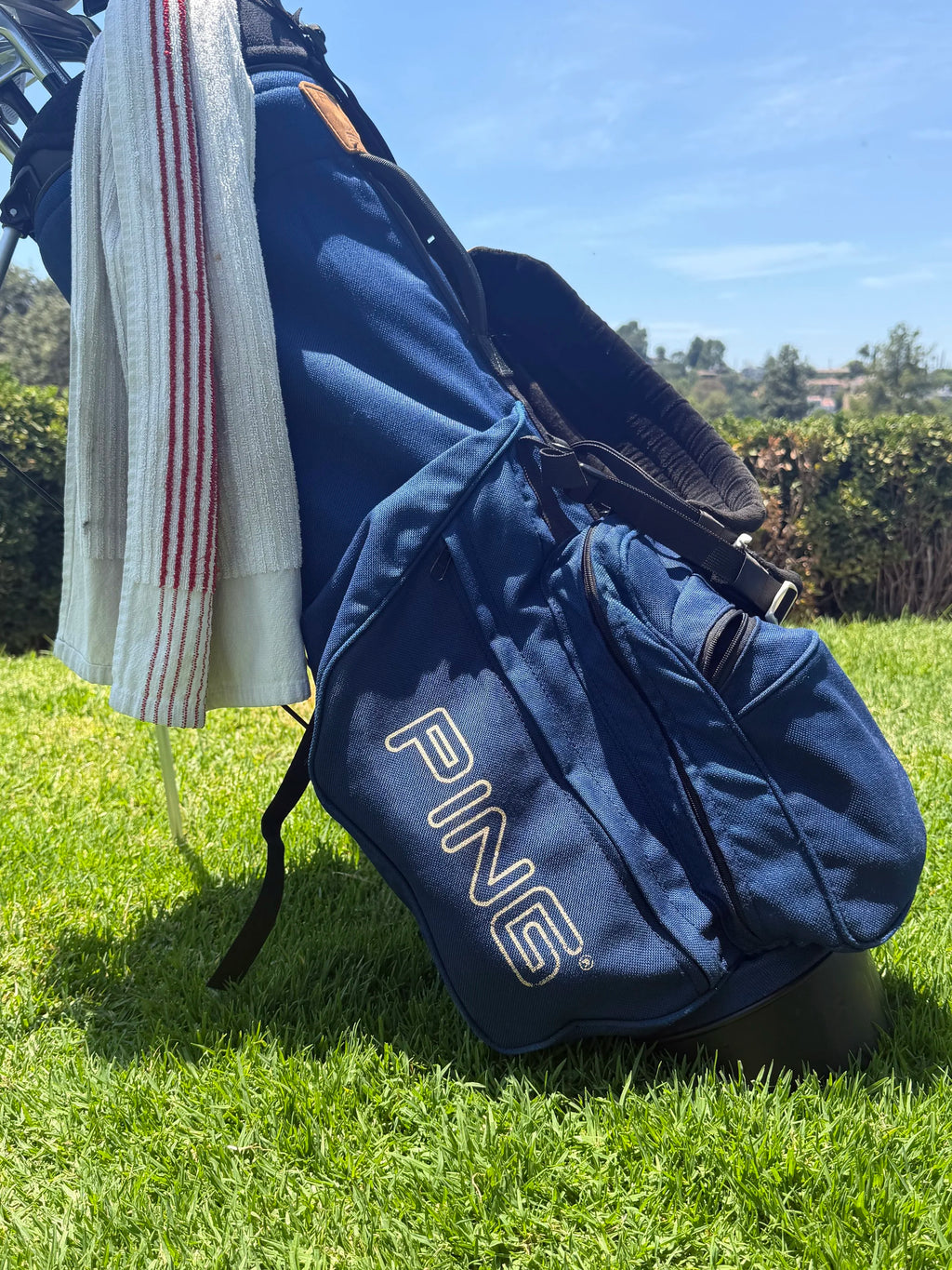 Vintage Navy Ping Hoofer Double Strap Golf Bag
