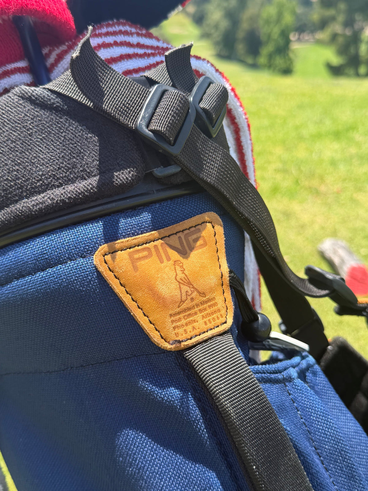 Vintage Navy Ping Hoofer Double Strap Golf Bag