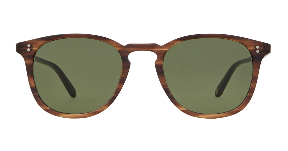 Garrett Leight Kinney Sun in Matte Brandy Tortoise with Semi-Flat Pure Green lenses