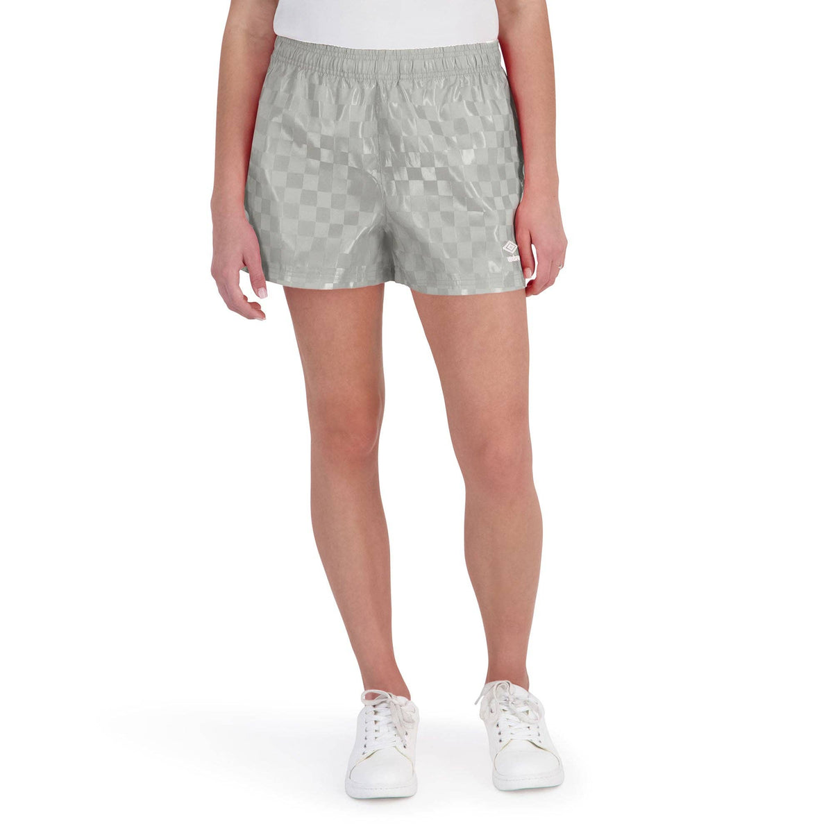 Umbro junior's checkered athletic short, light grey