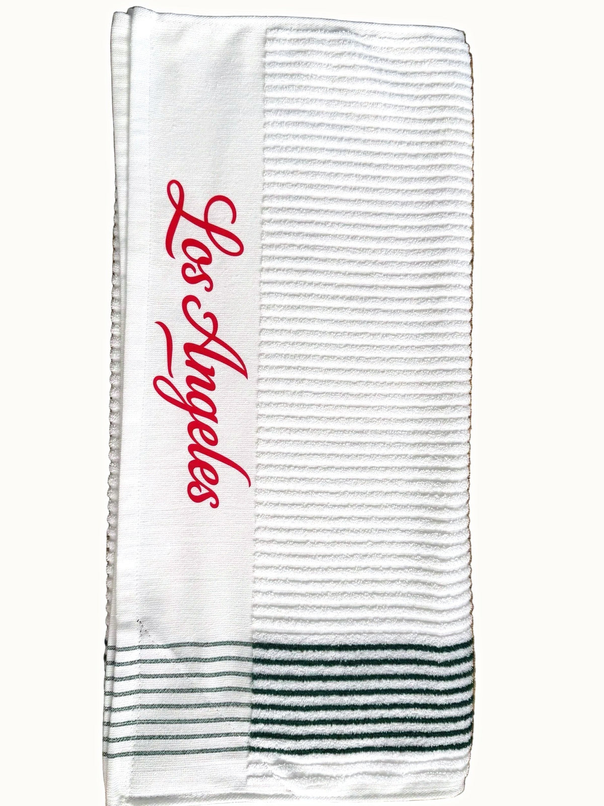 Club Crest Caddy Towel, White/Green Stripe