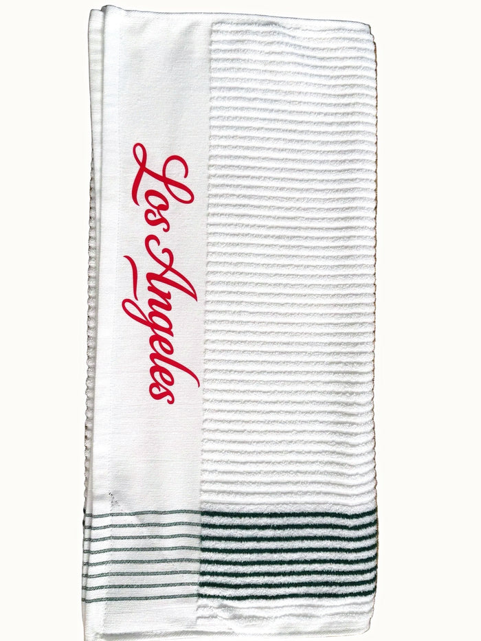 Club Crest Caddy Towel — White/Green Striped