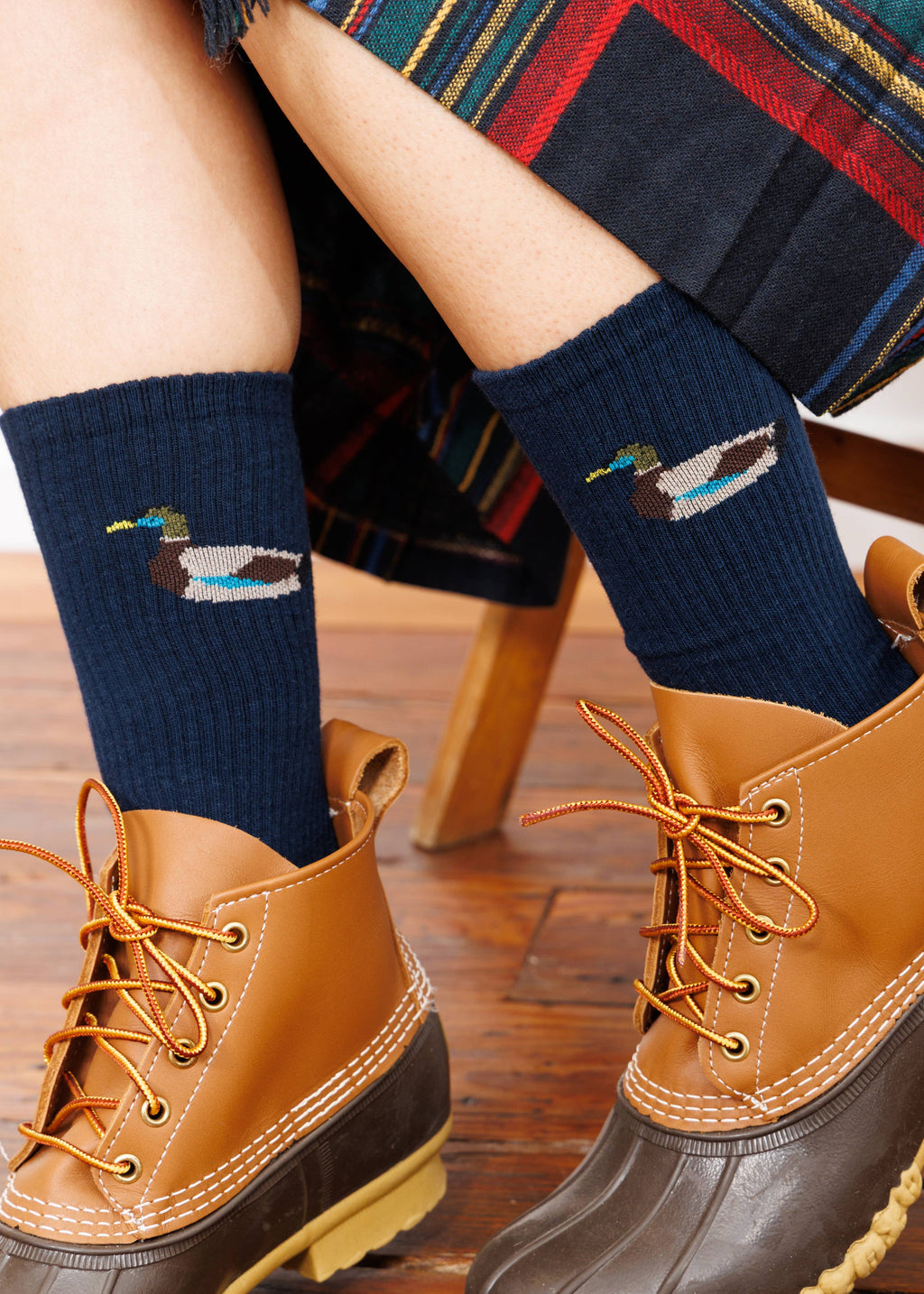 American Trench Zoo crew socks, navy duck