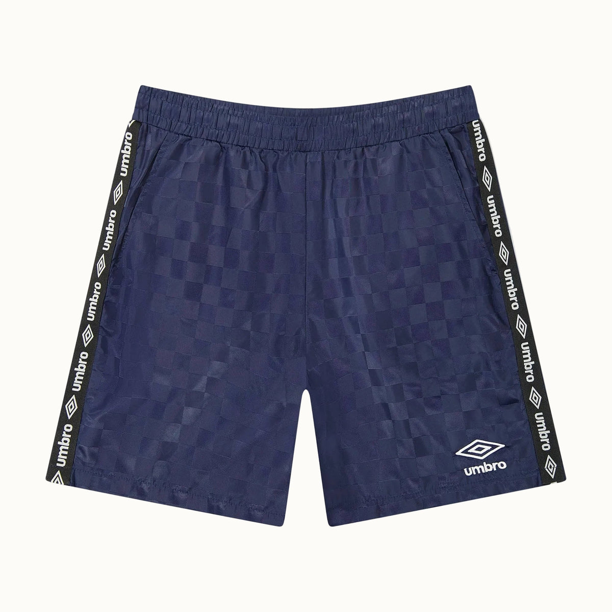 Umbro men's checkered nylon 7-inch logo short, navy